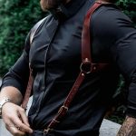 Bretelles en cuir noir pour homme
