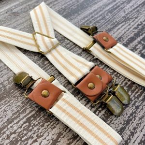 Bretelles à rayures pour homme avec finitions cuir