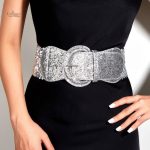 Ceinture à boucle avec strass élégants pour femme