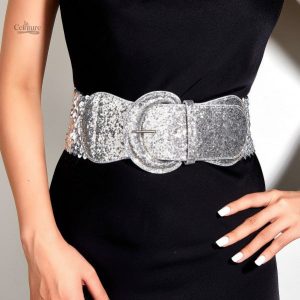 Ceinture à boucle avec strass élégants pour femme