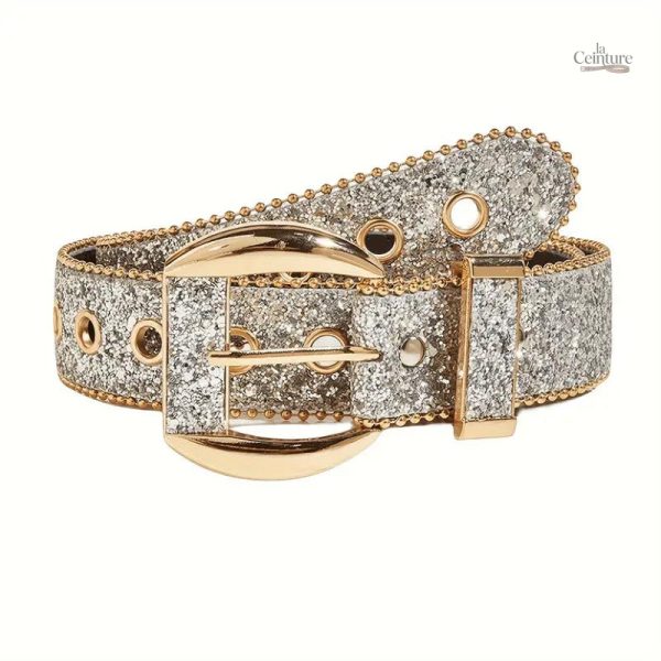 Accessoire mode : ceinture à boucle strassée