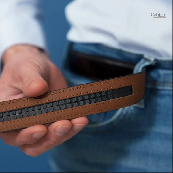 Ceinture en cuir avec boucle automatique, style Milano