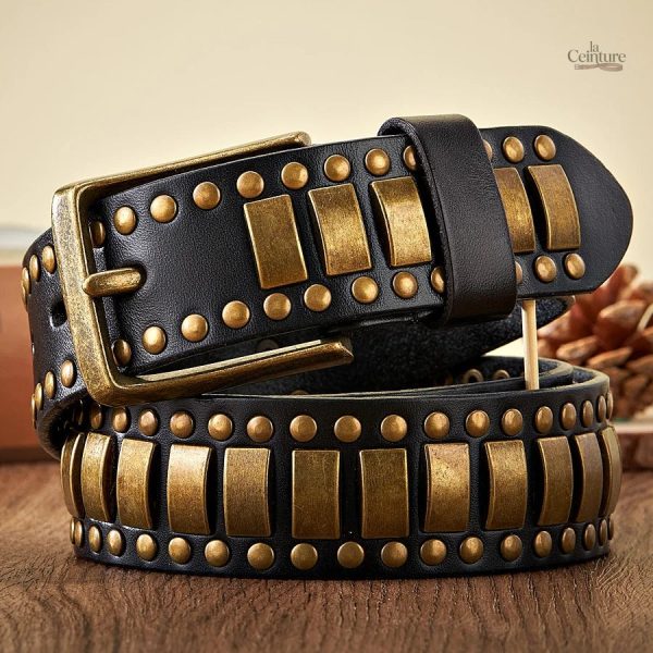 Ceinture homme avec clous décoratifs