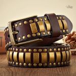 Ceinture en cuir cloutée pour homme