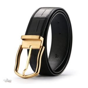 Ceinture en cuir crocodile pour homme