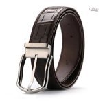 Ceinture en cuir pour homme, design crocodile