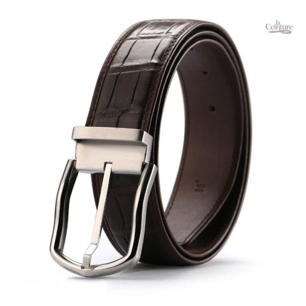 Ceinture en cuir pour homme, design crocodile