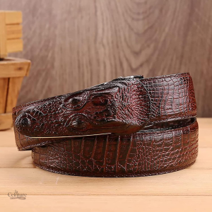 Ceinture en cuir crocodile pour homme