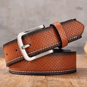 Ceinture masculine en cuir de crocodile
