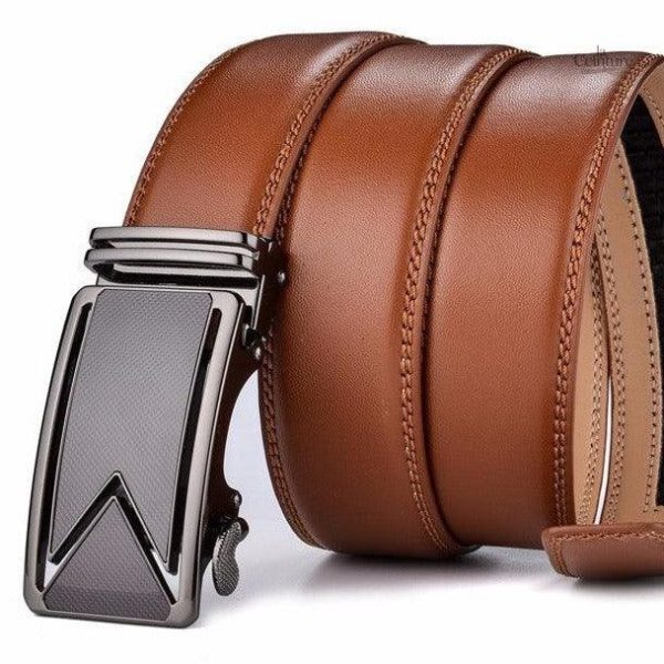 Ceinture en cuir noir avec boucle automatique Roma