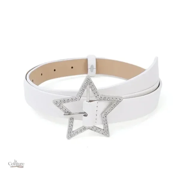 Ceinture en cuir à strass pour femme