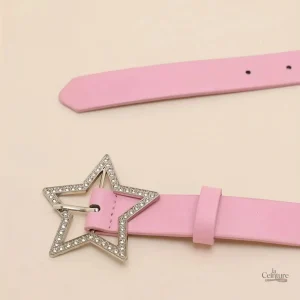 Ceinture féminine en cuir décorée de strass