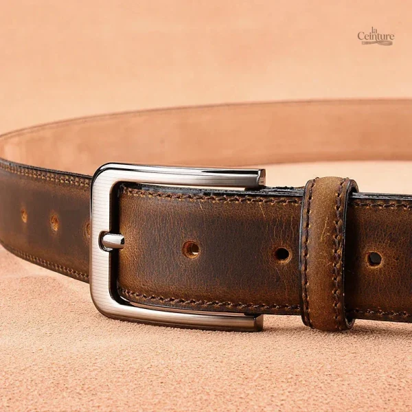 Ceinture en cuir noir pour homme