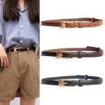 Ceinture fine femme en cuir chic