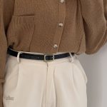 Ceinture fine femme simili cuir boucle dorée vintage