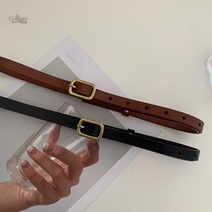 Ceinture femme simili cuir, boucle vintage dorée