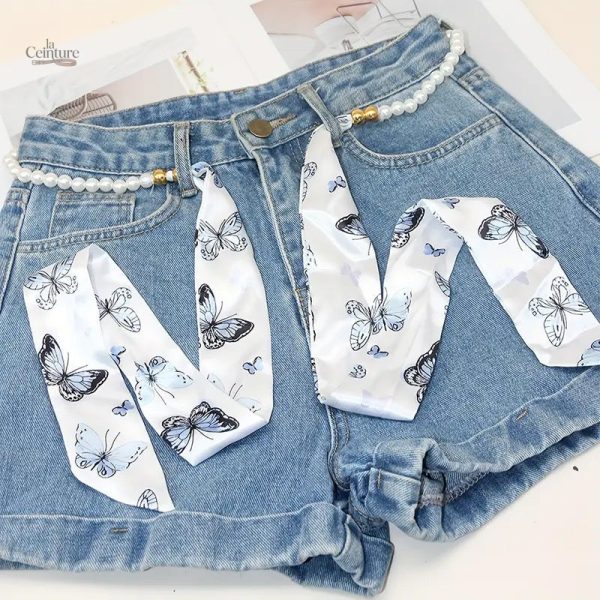 Ceinture avec foulard intégré et perles brillantes