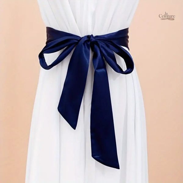 Satin uni ceinture foulard tendance