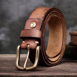 Ceinture homme cuir pleine fleur métal brossé
