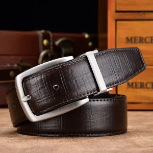 Ceinture en cuir réversible pour homme, style Geoffroy