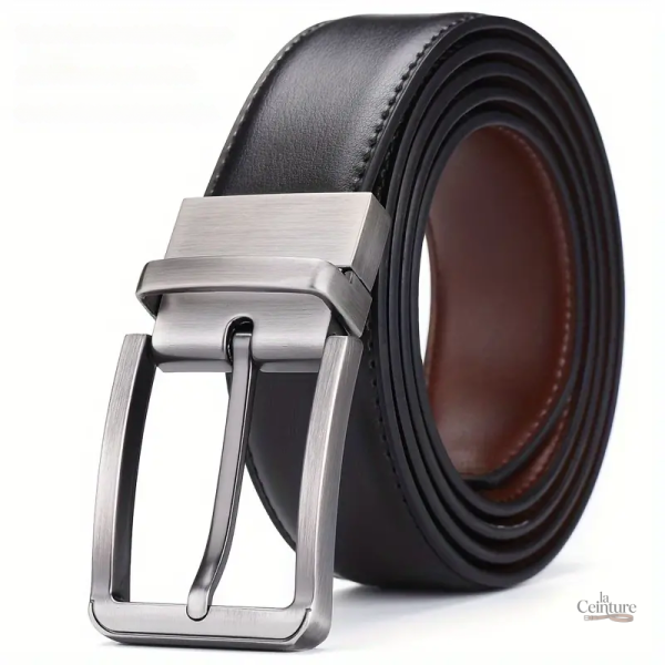 Ceinture homme réversible en cuir, style contemporain