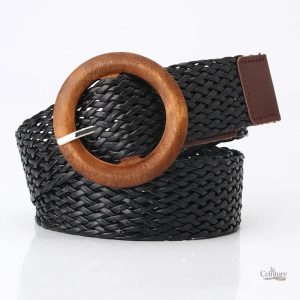 Ceinture classique en cuir tressé pour femme