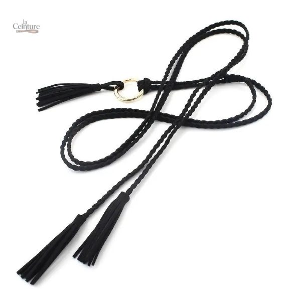Ceinture fine tressée, accessoire essentiel femme