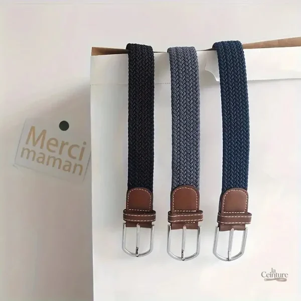 Ceinture pour homme, design tressé et élastique