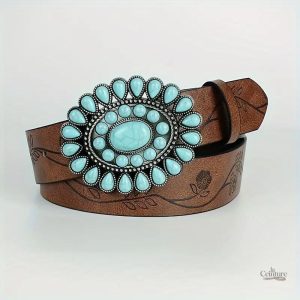 Ceinture en cuir style western pour femme
