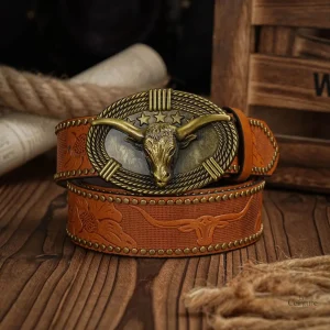 Ceinture en cuir style western pour homme