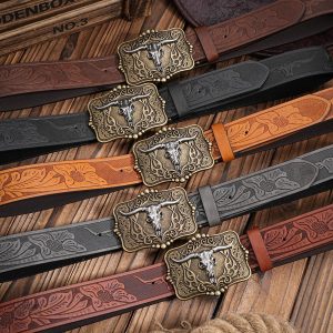 Ceinture en cuir style Western pour homme