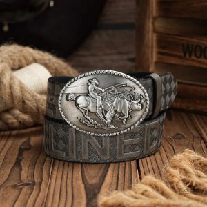 Ceinture en cuir style western pour homme