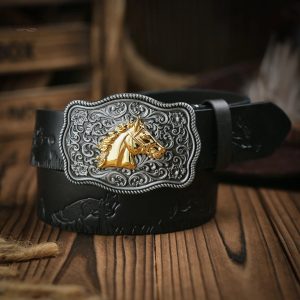 Ceinture homme style Western en cuir