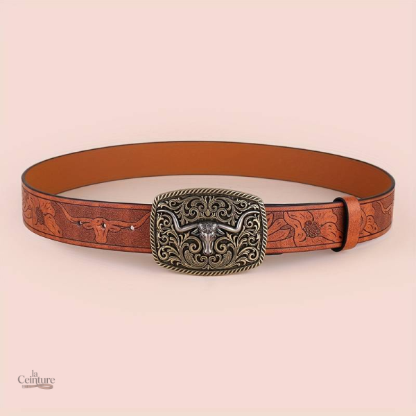 Ceinture en cuir style Western pour homme